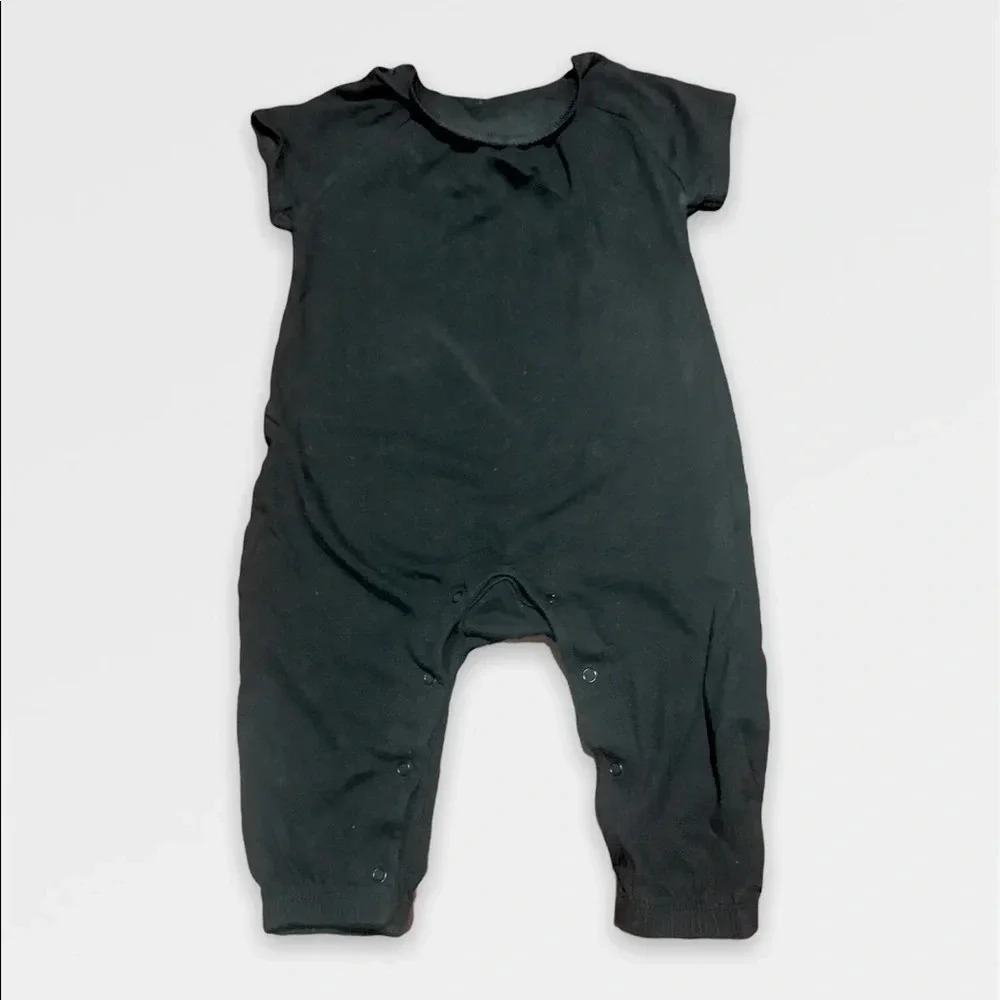 Old  Navy Plain Black Short Sleeve Romper